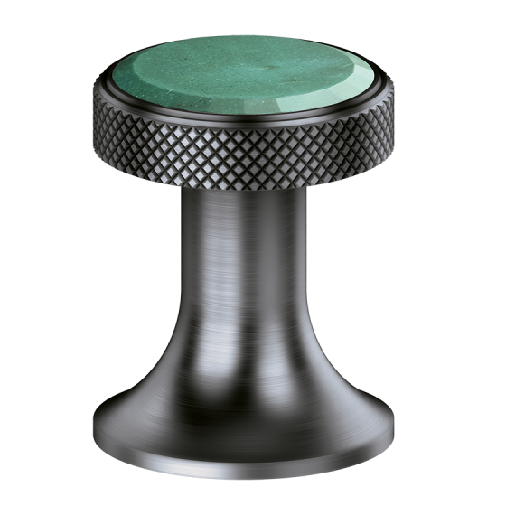 Jörger Design, Valencia, ручка смесителя, зеленый авантюрин, матовый Nerz, самоцвет, драгоценный камень, натуральный камень, гравировка, декор ванной, брутализм, авангардный