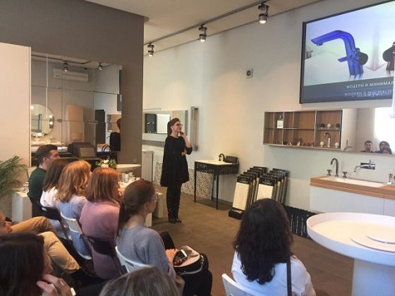 Jörger Präsentation der neuen Produktserie Exal im LV Studio Salon mit der Exportleiterin Anna Mitsykh (Jörger)