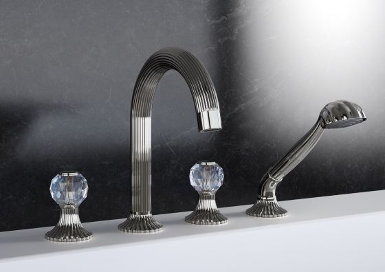 Cronos Crystal_4-Loch Wannenfüll- und Brausebatterie_nerz