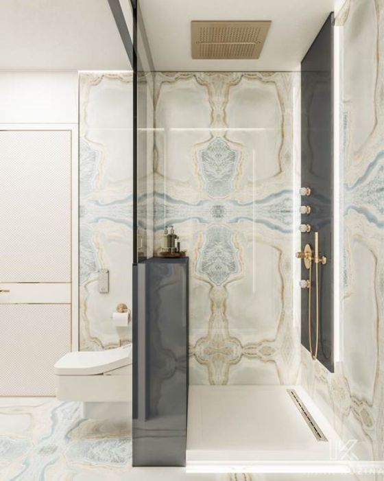 Shower system and accessories| product series Belledor in sunshine matt | with porcelain handles by Porzellanmanufaktur FÜRSTENBERG.