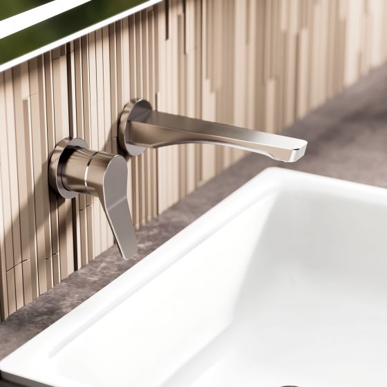 Jörger Design, Eleven, современный, смеситель, подвесной, настенный, однорычажный, матовый никель, ванная, дизайн, раковина, прямоугольный, сталь, встроенный, умывальник,  Kaldewei, плитка, Mutina, Phenomenon 