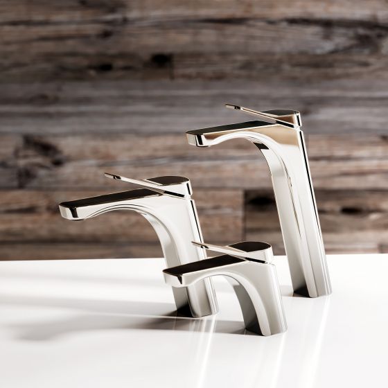 Jörger Design, Eleven, new, modern, design faucet, collection, washbasin, single-lever mixer, polished nickel, models, sizes, projection