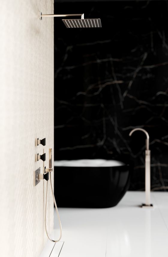Jörger Design, Empire Royal Crystal, satin nickel, crystal, decor, matt black, shower, rain shower, hand shower, concealed, wall thermostat, bath tub, single lever, mixer, freestanding, bathtub, Reflex valves, Lupi, noble, puristic, luxury, exclusive, Joe