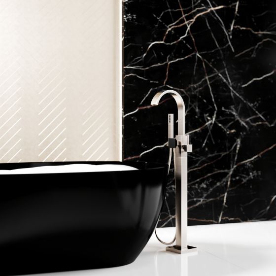 Jörger Design, bathroom aesthetics, Empire Royal Crystal, design fitting, single lever bath tub mixer, satin nickel, crystal, decor, matt black, freestanding, bathtub, Reflex, Lupi, noble, puristic, luxury, exclusive, Joerger