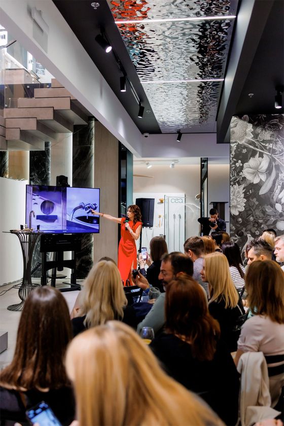 Jörger Design, Shado, дизайнерский смеситель, премьера, Анна Мицых, представитель, Европейская сантехника, элитная, натуральный камень, черный мрамор, презентация, новинка, ванная комната, Москва