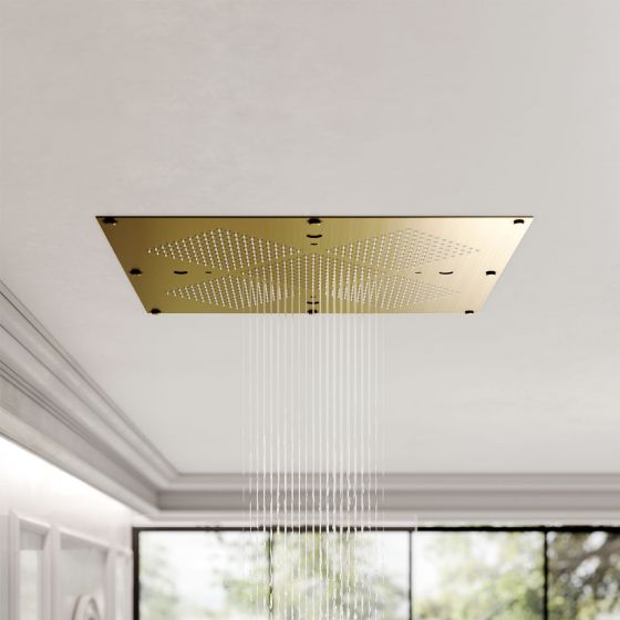 JOERGER Design, Rainheaven, Dusche, multifunktional, Regenhimmel, Strahlmodus, Regenstrahl, tropischer Nebel, Bronze, klassisch, Badeinrichtung, Kopfbrause, Farbtherapie, Home Spa