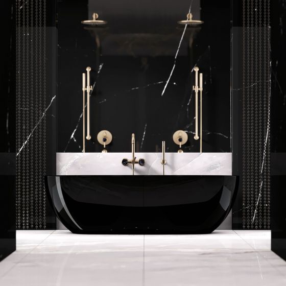Jörger, Design, bathroom, luxury, taps, faucets, accessories, Valencia, jewelry edition, , marble, black, natural stone, mixer, bath tub, shower, Rexa, Hole