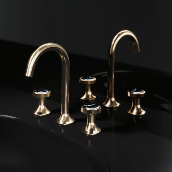 Jörger, Design, bathroom, luxury, taps, faucets, accessories, Valencia, jewelry edition, , marble, black, natural stone, washbasin, three-hole mixer