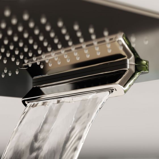 Jörger, Rainheaven, Axor, Shower Heaven, Regen-Himmel, Regenbrause, Duschkopf, Edelstahl, poliert, Decken, Montage, ultraflach, groß, XXL, Wasserfall, Platin, Oberflächenveredelung, Luxus, Duschsystem, Unterputz, Spa, Wellness, Design, Lifestyle