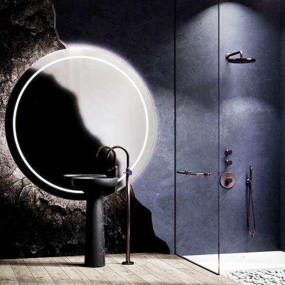 Jörger Design, интерьер ванной, Valencia, Nerz matt, норка матовая, однорычажный смеситель, напольный, дизайнерский, для ванной, синий авантюрин, декор, антрацит, luxury, раковина, antonio lupi, черный мрамор, душевой гарнитур