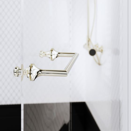 Jörger Design, VALENCIA, Duschtürgriff, Handtuchhalter, Silbernickel, schwarzer Kristall, schlichter Luxus, Duschwand, Duschkabine, Premium, Luxus