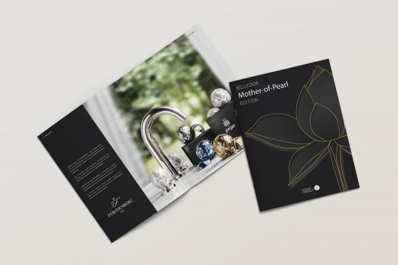 Jörger Design, Belledor, Mother of Pearl, Perlmutt, Porzellan, neu, Edition, Broschüre, Lotus, Blüte, exklusiv, luxuriös, elegant, Innovation, Fürstenberg, Joerger