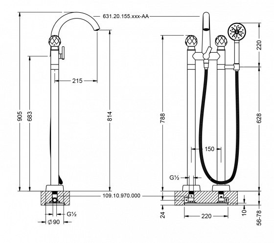 631.20.155.xxx-AA Размер mm