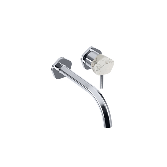 Joerger, Shado, single lever wall washbasin mixer XXL, chrome, white turquoise