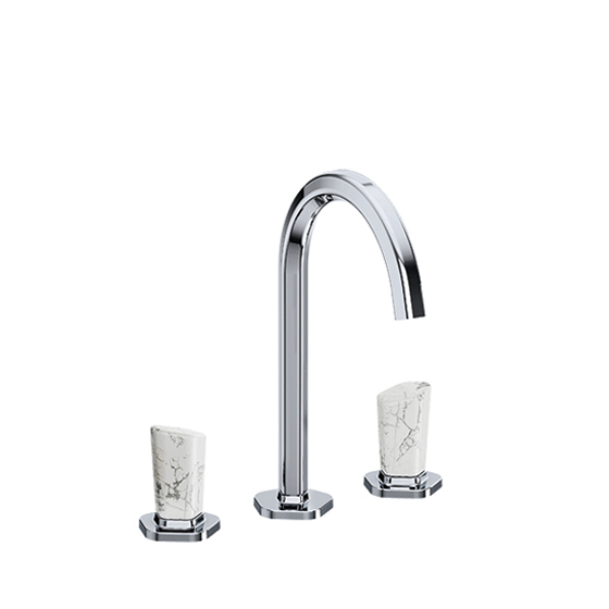 Joerger, Shado, washbasin 3-hole mixer, chrome, white turquoise