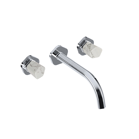 Joerger, Shado, wall washbasin 3-hole mixer XXL, chrome, white turquoise